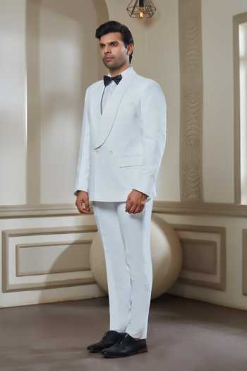 Buy Sven Suits White Polyester Tuxedo Set Online at Aza Fashions Buy_Sven Suits_White Polyester Tuxedo Set _Online_at_Aza_Fashions