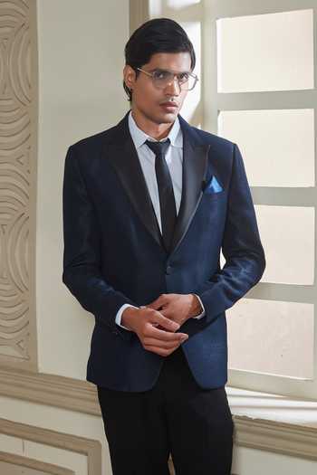 Buy Sven Suits Blue Polyester Tuxedo Jacket Set Online at Aza Fashions Buy_Sven Suits_Blue Polyester Tuxedo Jacket Set _Online_at_Aza_Fashions