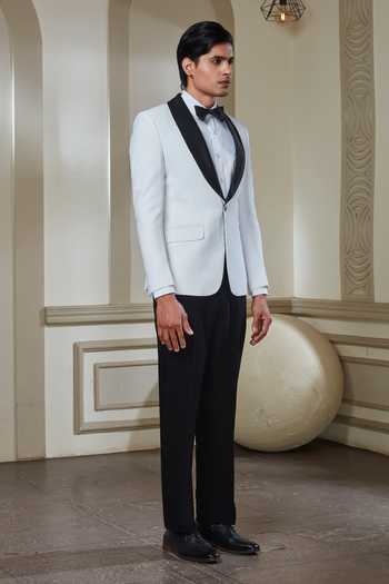 Sven Suits White Polyester Tuxedo Suit Set Online at Aza Fashions Sven Suits_White Polyester Tuxedo Suit Set _Online_at_Aza_Fashions