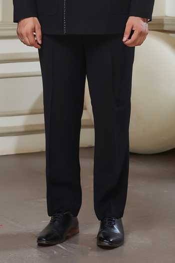 Sven Suits Black Polyester Placement Embroidered Blazer Online at Aza Fashions Sven Suits_Black Polyester Placement Embroidered Blazer _Online_at_Aza_Fashions