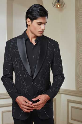 Buy Sven Suits Black Polyester Cutdana Work Tuxedo Set Online at Aza Fashions Buy_Sven Suits_Black Polyester Cutdana Work Tuxedo Set _Online_at_Aza_Fashions