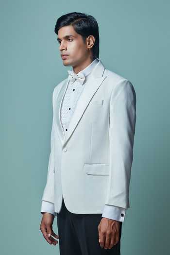 Buy Sven Suits White Polyester Textured Pattern Suit Set Online at Aza Fashions Buy_Sven Suits_White Polyester Textured Pattern Suit Set _Online_at_Aza_Fashions
