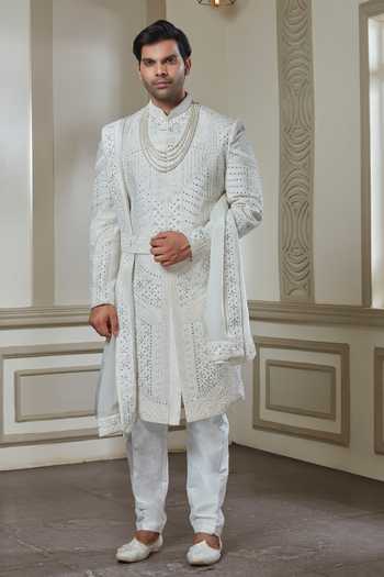 Sven Suits Mirror Work Sherwani Pant Set 