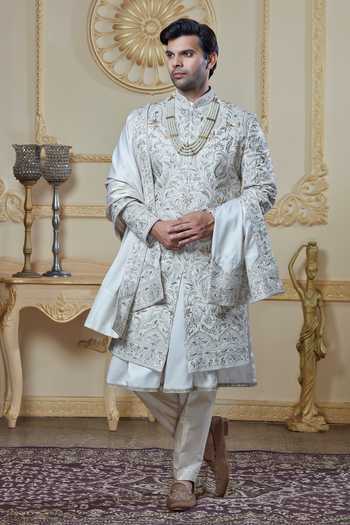 Sven Suits Threadwork Silk Sherwani Set 