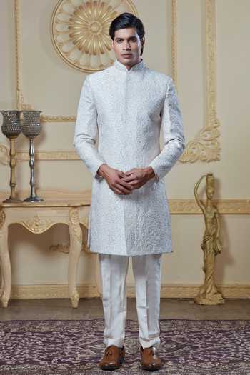 Sven Suits Embroidered Silk Sherwani Set 
