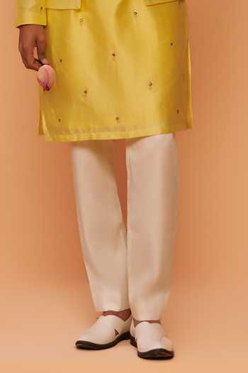 Hirika & Dhruti Yellow Silk, Chanderi, Cotton Embroidery Bundi And Kurta Set Online at Aza Fashions Hirika & Dhruti_Yellow Silk, Chanderi, Cotton Embroidery Bundi And Kurta Set _Online_at_Aza_Fashions