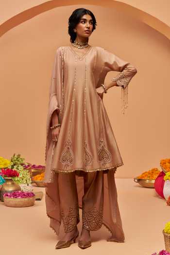 Hirika & Dhruti Silk Chanderi Embroidered Anarkali Set 