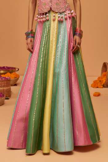 Buy Hirika & Dhruti Pink Silk, Chanderi Sweetheart Neck Embroidered Blouse And Skirt Set Online at Aza Fashions Buy_Hirika & Dhruti_Pink Silk, Chanderi Sweetheart Neck Embroidered Blouse And Skirt Set _Online_at_Aza_Fashions