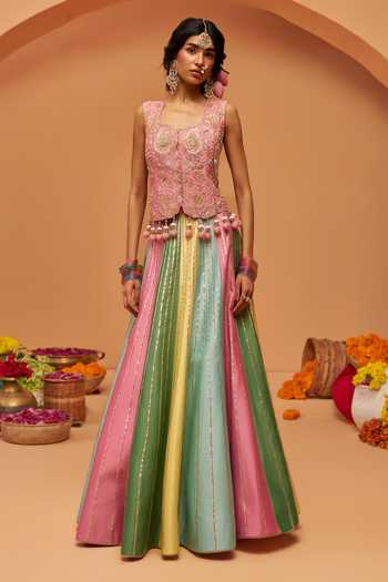 Hirika & Dhruti Embroidered Blouse & Skirt Set 