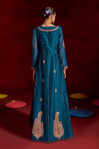 Hirika & Dhruti Badla Chanderi Anarkali & Silk Chanderi Jacket Set 