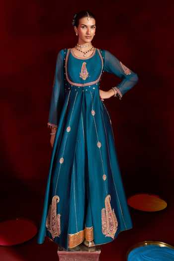 Hirika & Dhruti Badla Chanderi Anarkali & Silk Chanderi Jacket Set 
