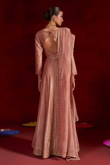Hirika & Dhruti Silk Chanderi Embroidered Anarkali With Dupatta 