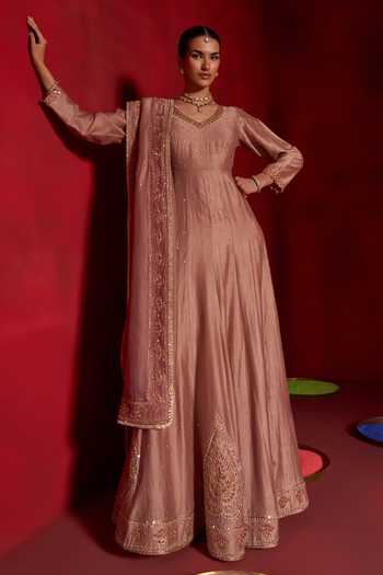 Hirika & Dhruti Silk Chanderi Embroidered Anarkali With Dupatta 