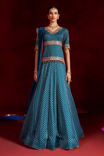 Hirika & Dhruti Mirror Work Blouse Lehenga Set 
