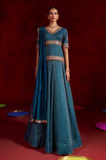 Hirika & Dhruti Mirror Work Blouse Lehenga Set 