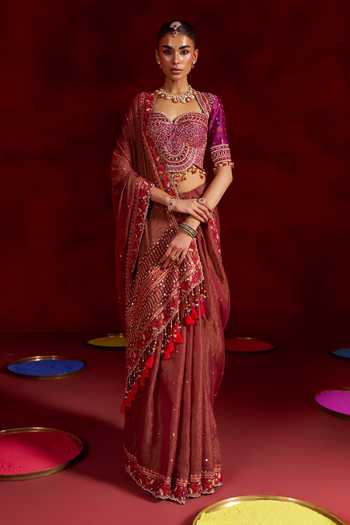 Hirika & Dhruti Hand Embroidered Saree With Blouse 