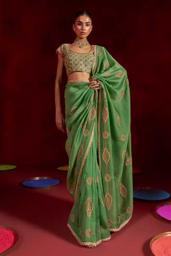 Hirika & Dhruti Hand Embroidered Saree With Blouse 