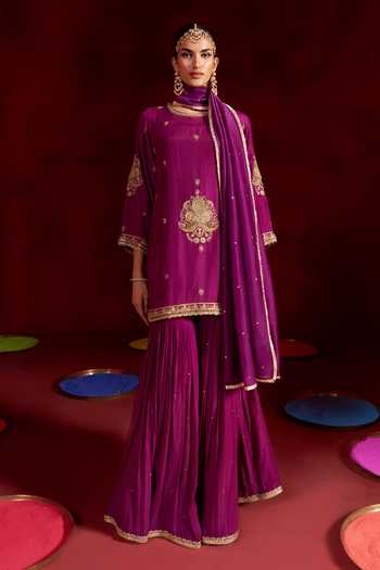 Hirika & Dhruti Hand Embroidered Kurta Sharara Set 