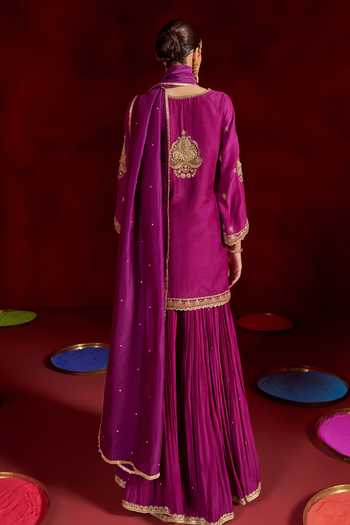 Hirika & Dhruti Hand Embroidered Kurta Sharara Set 