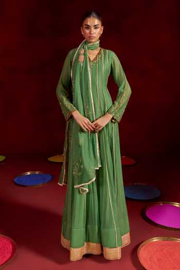 Hirika & Dhruti Embroidered Anarkali & Dupatta Set 