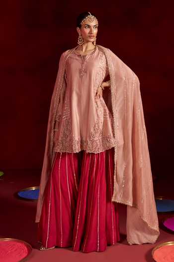 Hirika & Dhruti Embroidered Kurta Sharara Set 