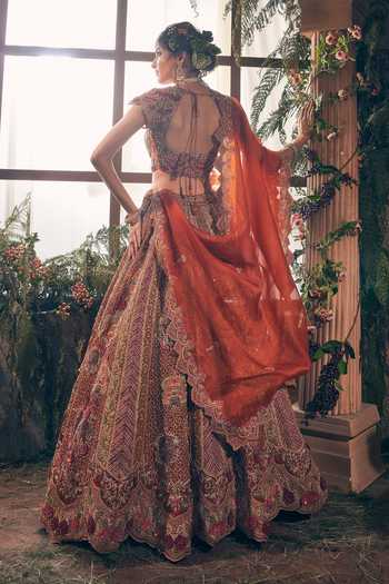 Label Ankush Jain Sunset Embroidered Bridal Lehenga Set 