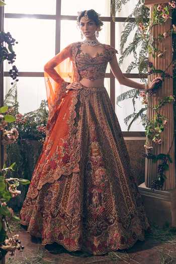 Label Ankush Jain Sunset Embroidered Bridal Lehenga Set 