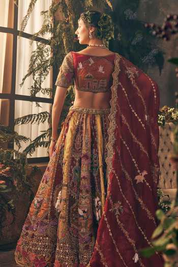 Label Ankush Jain Mughal Pattern Embroidered Lehenga Set 