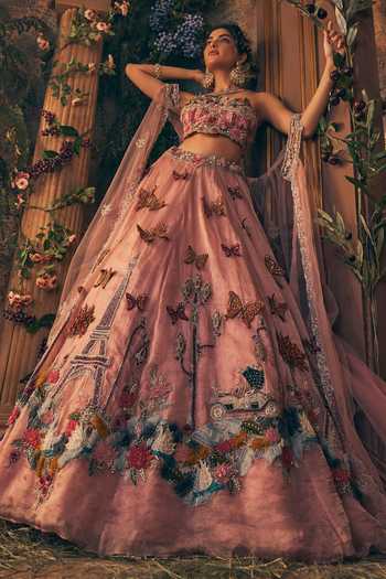 Buy Label Ankush Jain Pink Net, Tissue Sweetheart Neck Effile Tower Story Embroidered Lehenga Set Online at Aza Fashions Buy_Label Ankush Jain_Pink Net, Tissue Sweetheart Neck Effile Tower Story Embroidered Lehenga Set _Online_at_Aza_Fashions