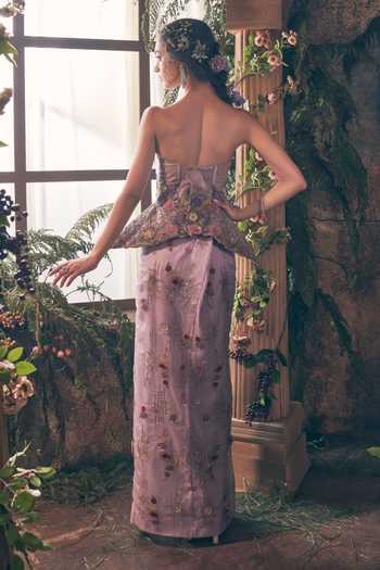 Label Ankush Jain Lilac Structured Blouse & Skirt Set 