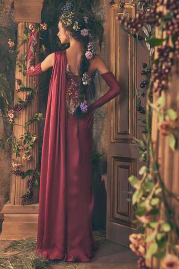 Label Ankush Jain Embroidered Pre-Draped Skirt Saree Set 