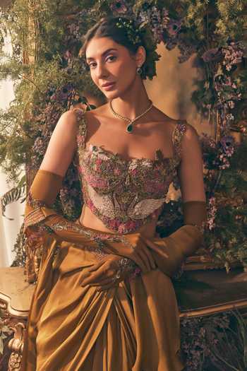 Buy Label Ankush Jain Yellow Organza, Satin Sweetheart Neck Embroidered Skirt Set Online at Aza Fashions Buy_Label Ankush Jain_Yellow Organza, Satin Sweetheart Neck Embroidered Skirt Set _Online_at_Aza_Fashions