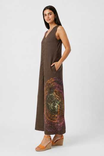 Buy Kaveri Brown Linen V-neck Resonance Stephanie Printed Jumpsuit Online at Aza Fashions Buy_Kaveri_Brown Linen V-neck Resonance Stephanie Printed Jumpsuit _Online_at_Aza_Fashions
