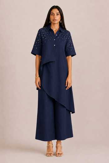 Kaveri Rhinestone Opus Embellished Top & Pant Set 
