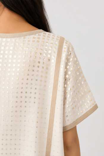 Buy Kaveri Off White Linen Boat Neck Sunlit Tiles Square Top And Pant Set Online at Aza Fashions Buy_Kaveri_Off White Linen Boat Neck Sunlit Tiles Square Top And Pant Set _Online_at_Aza_Fashions