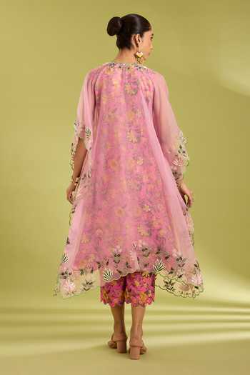 Ewoke Pink Embroidered Kaftan Set