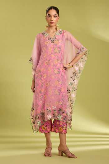 Ewoke Pink Embroidered Kaftan Set