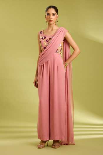 Ewoke Pink Embroidered Jumpsuit