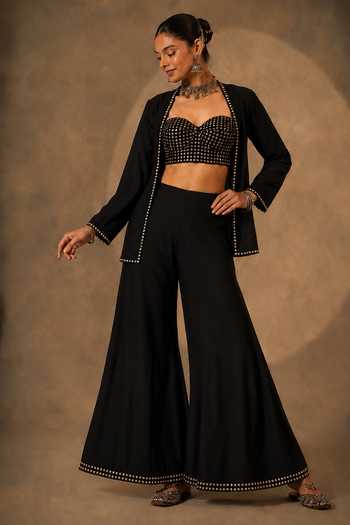 Monk & Mei By Sonia Anand Suroor Emboridered Jacket Palazzo Set 