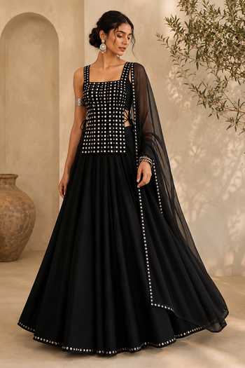 Monk & Mei By Sonia Anand Noor Mirror-Embellished Lehenga Set