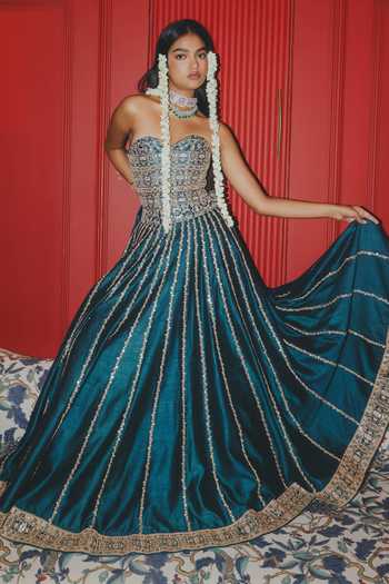 Punit Balana Embroidered Corset Lehenga Set 