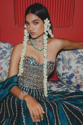 Punit Balana Blue Silk, Organza Sweetheart Neck Embroidered Corset Lehenga Set Online at Aza Fashions Punit Balana_Blue Silk, Organza Sweetheart Neck Embroidered Corset Lehenga Set _Online_at_Aza_Fashions