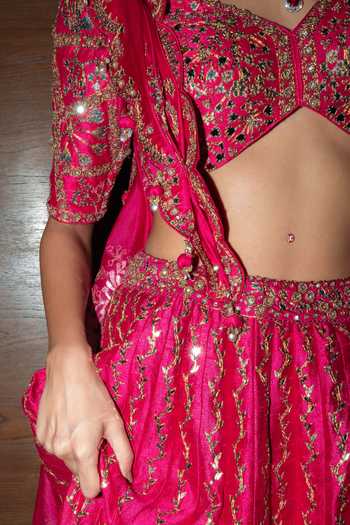 Punit Balana Pink Silk, Organza Sweetheart Neck Raspberry Embroidered Lehenga Set Online at Aza Fashions Punit Balana_Pink Silk, Organza Sweetheart Neck Raspberry Embroidered Lehenga Set _Online_at_Aza_Fashions