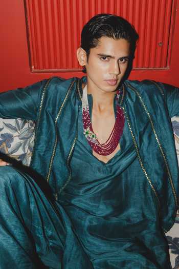 Punit Balana Green Satin, Linen Embroidered Bundi And Kurta Set Online at Aza Fashions Punit Balana_Green Satin, Linen Embroidered Bundi And Kurta Set _Online_at_Aza_Fashions