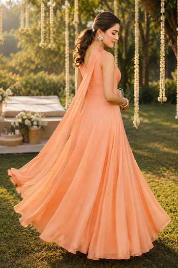 Label Lila Embroidered Anarkali With Dupatta 