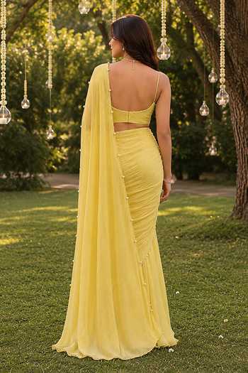 Label Lila Embellished Pre-Draped Lehenga Saree Set 