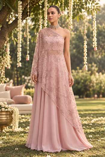 Label Lila Embroidered Cape Lehenga Set 
