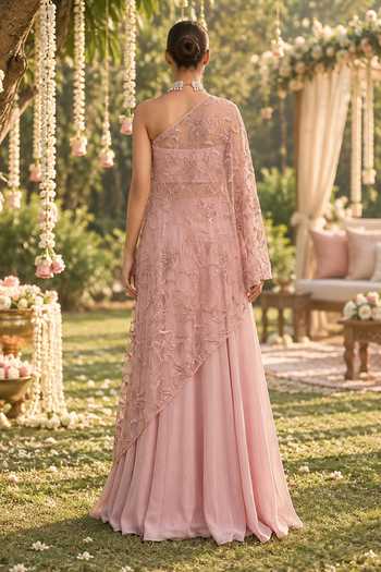 Label Lila Embroidered Cape Lehenga Set 