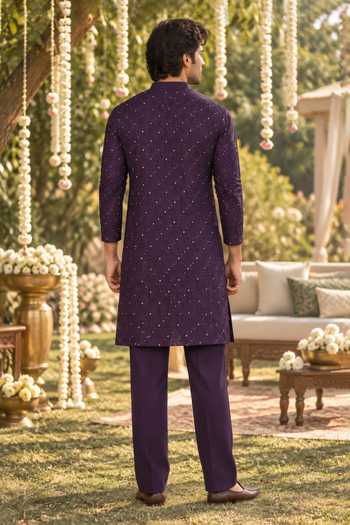 Label Lila Textured Embroidered Kurta Set 