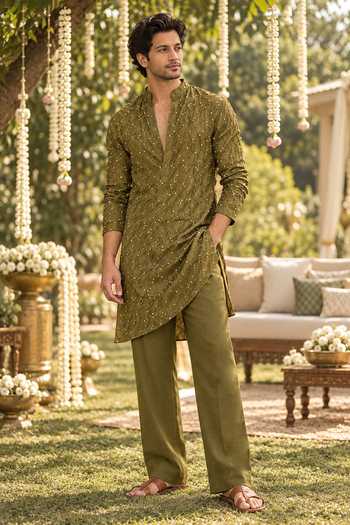 Label Lila Textured Embroidered Kurta & Pant Set 